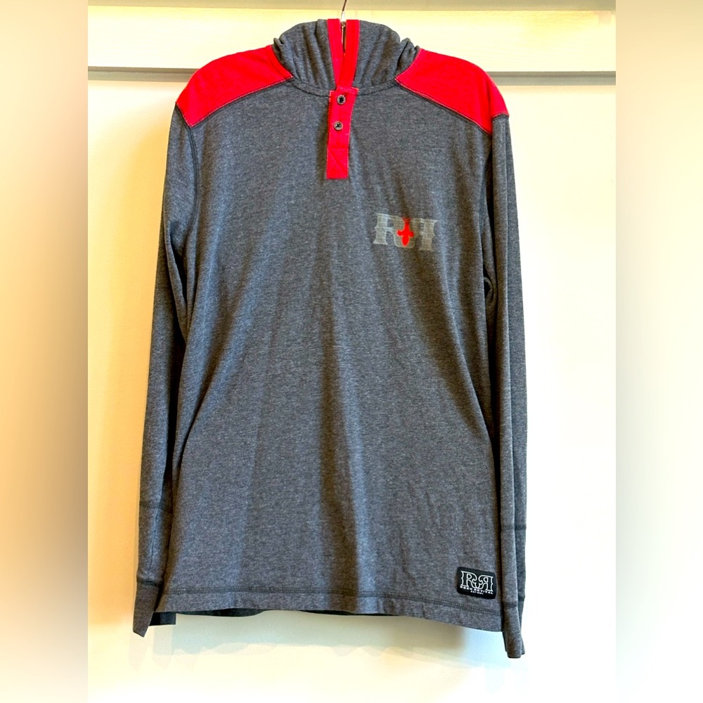 Rock Revival Logo Black and Red pullover 3 button hoodie size Medium